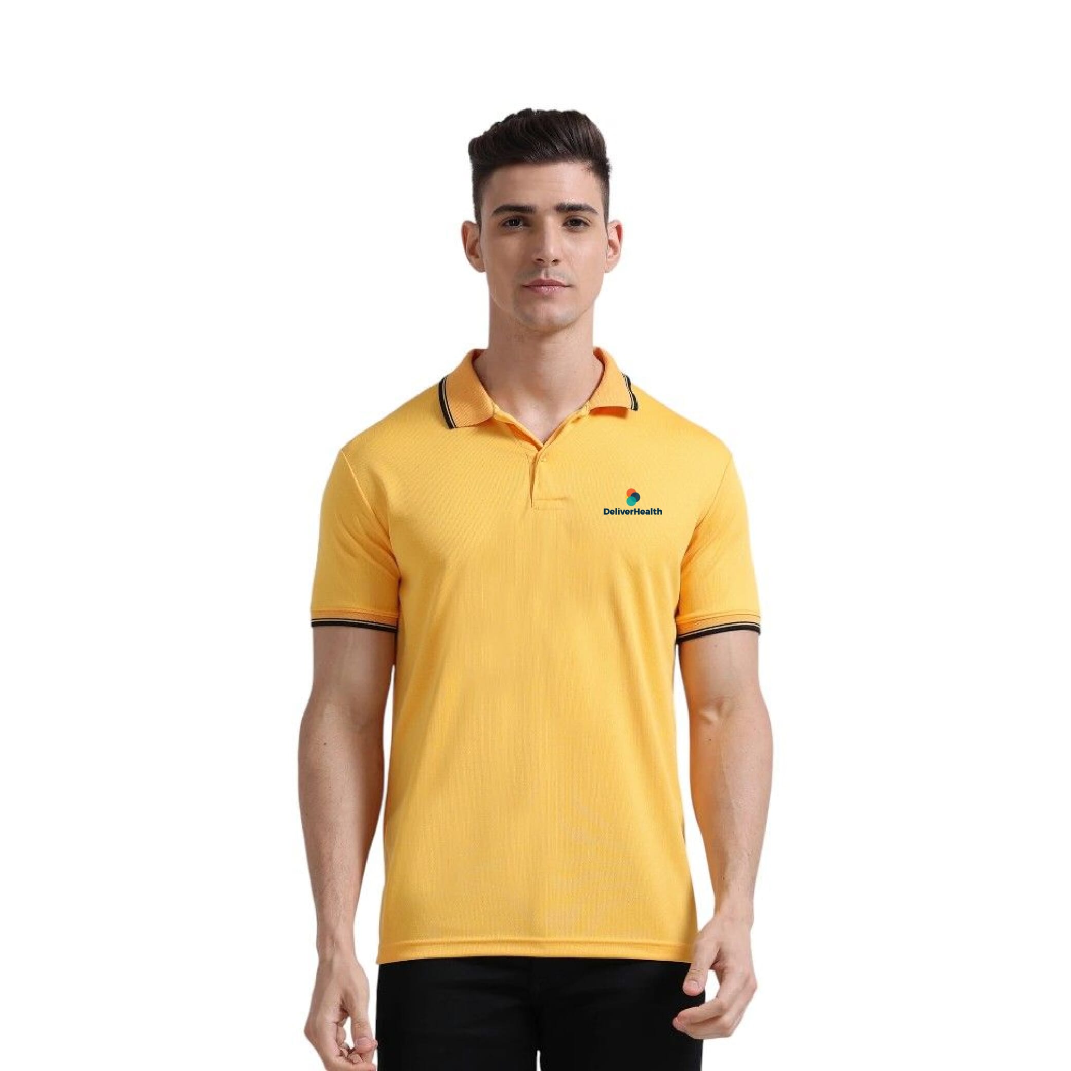 Greys&Blues PrimoKnit Polo Tshirt- Yellow with Black Tipping